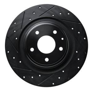 Mazda CX-9 Brake Rotor (1) - Rear Left - R1 Concepts - Drilled & Slotted - Black - `16-`23